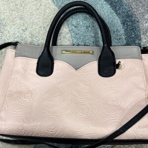 Betsey Johnson Pink and Black Rose Satchel